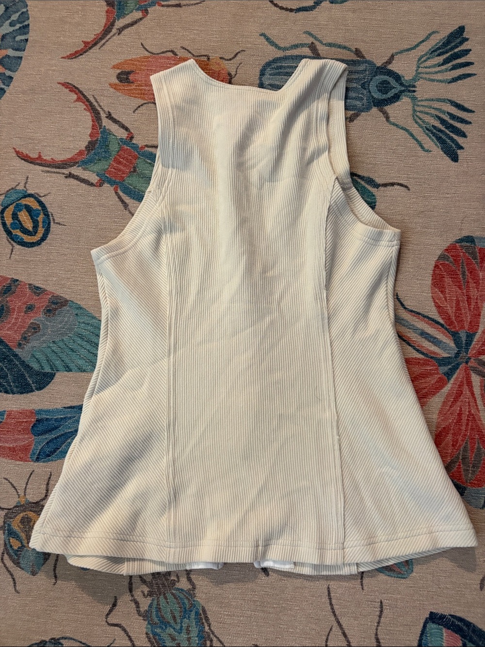 Pilcro Ribbed Button-Front Tank Top in Cream - Picture 4 of 4